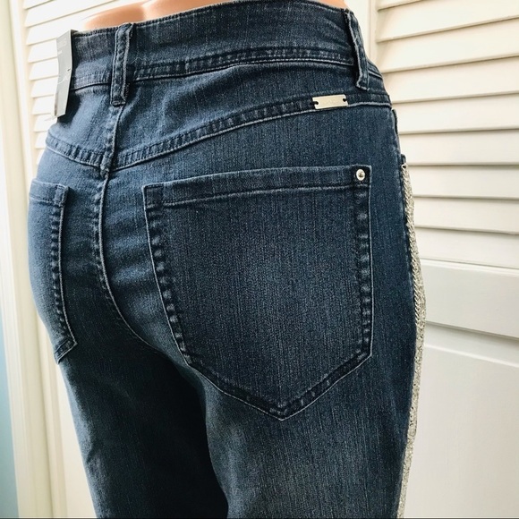 INC Embellished Indigo Skinny Leg Jeans Size 6 - Picture 6 of 10